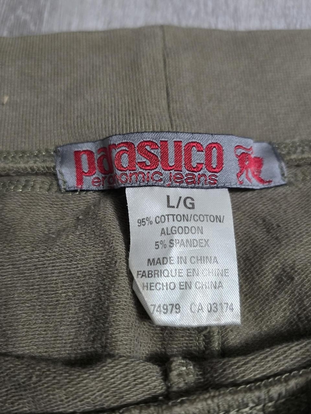 Vintage Y2K Parasuco Ergonomic Jeans Low Rise Flared Sweatpants Olive Green - Picture 3 of 8